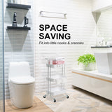 NNEDSZ Trolley Cart Storage Utility Rack Shelf Organiser Swivel Kitchen 3 Tier WHITE