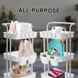 NNEDSZ Trolley Cart Storage Utility Rack Shelf Organiser Swivel Kitchen 3 Tier WHITE