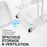 NNEDSZ Trolley Cart Storage Utility Rack Shelf Organiser Swivel Kitchen 3 Tier WHITE