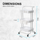 NNEDSZ Trolley Cart Storage Utility Rack Shelf Organiser Swivel Kitchen 3 Tier WHITE