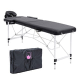NNEDSZ Aluminium Portable Beauty Massage Table Bed 2 Fold 55cm Black