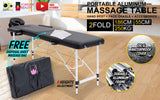 NNEDSZ Aluminium Portable Beauty Massage Table Bed 2 Fold 55cm Black