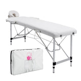 NNEDSZ Aluminium Portable Beauty Massage Table Bed 2 Fold 55cm White