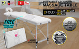 NNEDSZ Aluminium Portable Beauty Massage Table Bed 2 Fold 55cm White
