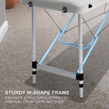 NNEDSZ Aluminium Portable Beauty Massage Table Bed 2 Fold 55cm White