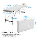 NNEDSZ Aluminium Portable Beauty Massage Table Bed 2 Fold 55cm White