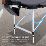 NNEDSZ Aluminium Portable Beauty Massage Table Bed 3 Fold 70cm Black