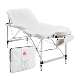 NNEDSZ Aluminium Portable Beauty Massage Table Bed 3 Fold 70cm White