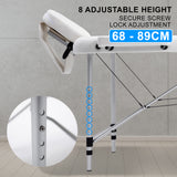 NNEDSZ Aluminium Portable Beauty Massage Table Bed 3 Fold 70cm White