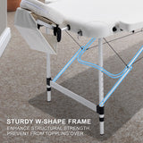 NNEDSZ Aluminium Portable Beauty Massage Table Bed 3 Fold 70cm White