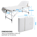 NNEDSZ Aluminium Portable Beauty Massage Table Bed 3 Fold 70cm White