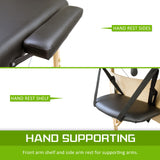 NNEDSZ Wooden Portable Massage Table Bed 3 Fold 70cm BLACK