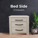 NNEDSZ Foxglove Bedside Tables 3 Drawers Storage Cabinet Shelf Side End Table - White