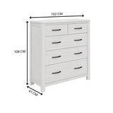 NNEDSZ Foxglove Tallboy 5 Chest of Drawers Solid Ash Wood Bed Storage Cabinet - White