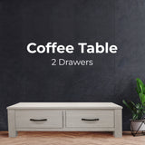 NNEDSZ Foxglove Coffee Table 127cm 2 Drawer Solid Mt Ash Timber Wood - White