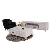 NNEDSZ Foxglove Coffee Table 127cm 2 Drawer Solid Mt Ash Timber Wood - White