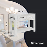 NNEDSZ Foxglove Console Hallway Entry Table 110cm Solid Mt Ash Timber Wood - White