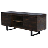 NNEDSZ Rustica 160cm ETU Entertainment TV Unit Solid Pine Wood 2 Door Black
