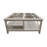 NNEDSZ Daisy Coffee Table 100cm Glass Top Solid Acacia Wood Hampton Furniture - White