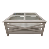 NNEDSZ Daisy Coffee Table 100cm Glass Top Solid Acacia Wood Hampton Furniture - White