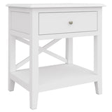 NNEDSZ Daisy Side Table Desk Sofa End Table Solid Acacia Wood Hampton Furniture - White