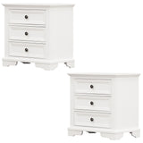 NNEDSZ Celosia Bedside Table Set of 2pcs - 3 Drawers Storage Cabinet Nightstand - White