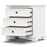 NNEDSZ Celosia Bedside Table Set of 2pcs - 3 Drawers Storage Cabinet Nightstand - White
