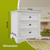 NNEDSZ Celosia Bedside Table Set of 2pcs - 3 Drawers Storage Cabinet Nightstand - White