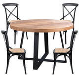 NNEDSZ Petunia  5pc 120cm Round Dining Table Set 4 Cross Back Chair Elm Timber Wood