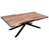 NNEDSZ Lantana Coffee Table 130cm Live Edge Solid Acacia Timber Wood Metal Leg -Natural