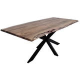 NNEDSZ Lantana Dining Table 180cm Live Edge Solid Acacia Timber Wood Metal Leg -Natural