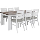 NNEDSZ Plumeria Dining Table 190cm Solid Acacia Wood Home Dinner Furniture -White Brush
