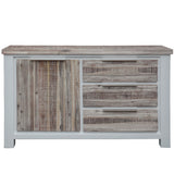 NNEDSZ Plumeria Buffet Table 145cm 1 Door 3 Drawer Solid Acacia Timber - White Brush