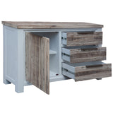 NNEDSZ Plumeria Buffet Table 145cm 1 Door 3 Drawer Solid Acacia Timber - White Brush
