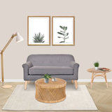 NNEDSZ Holly 65cm Round Side Table Mango Wood Top Rattan Frame - Natural