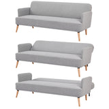 NNEDSZ Merlin 3 Seater Sofa Futon Bed Fabric Lounge Couch - Grey