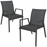 NNEDSZ Iberia 2pc Set Aluminium Outdoor Dining Table Chair Charcoal
