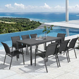 NNEDSZ Iberia 8pc Set Aluminium Outdoor Dining Table Chair Charcoal