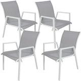 NNEDSZ Iberia 4pc Set Aluminium Outdoor Dining Table Chair White