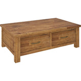 NNEDSZ Birdsville Coffee Table 120cm 2 Drawer Solid Mt Ash Timber Wood - Brown