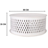 NNEDSZ Pansy  Wooden Round 80cm Coffee Table - White