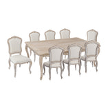 NNEDSZ Large Size Oak Wood White Washed Finish Dining Set