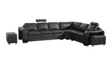 NNEDSZ Lounge Set Luxurious 6 Seater Faux Leather Corner Sofa Living Room Couch in Black with 2x Ottomans