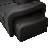 NNEDSZ Lounge Set Luxurious 6 Seater Faux Leather Corner Sofa Living Room Couch in Black with 2x Ottomans