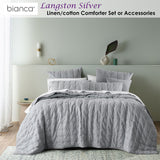 NNEDSZ Bianca Langston Silver Pre-Washed Linen Cotton Comforter Set Queen/King