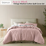 NNEDSZ Bianca Acacia Blush Vintage Washed Cotton Quilt Cover Set Queen