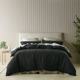 NNEDSZ Bianca Acacia Charcoal Vintage Washed Cotton Quilt Cover Set King
