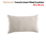 NNEDSZ Vintage Design Homewares Natural French Linen Filled Cushion Oblong - 35cm x 55cm