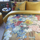 NNEDSZ Bedding House Van Gogh Bouquet d'Anniversaire Gold Cotton Sateen Quilt Cover Set Super King