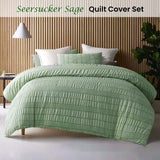NNEDSZ Accessorize Seersucker Sage Polyester Quilt Cover Set Queen